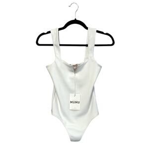 Show Me Your Mumu Arlo Bodysuit NWT Womens Sz XS Bone Fitted Casual Chic Stretch